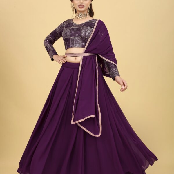 *Wine color Lehenga (Semi-Stitch)*