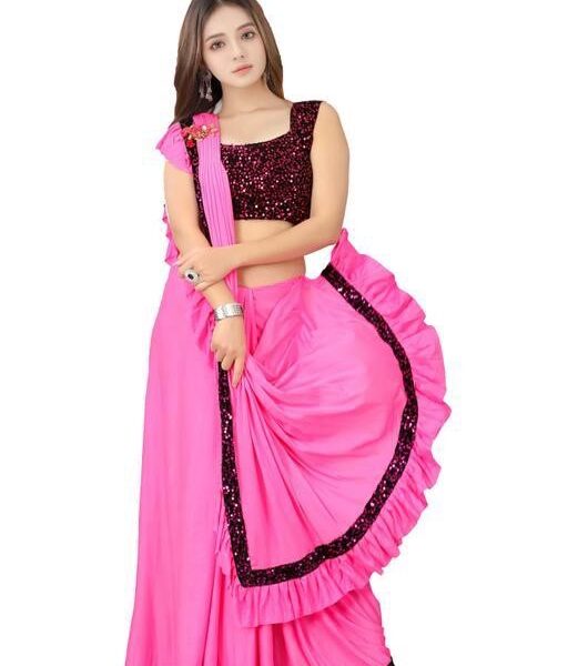 Lycra Blend Ruffle Pattern Saree