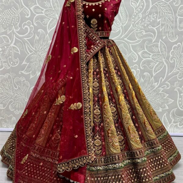 Dori and Thread work velvet  Lehenga