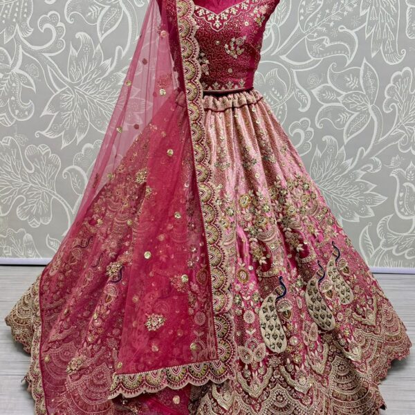 Peacock and Flower Pattern Embroidered Designer Lehenga Choli