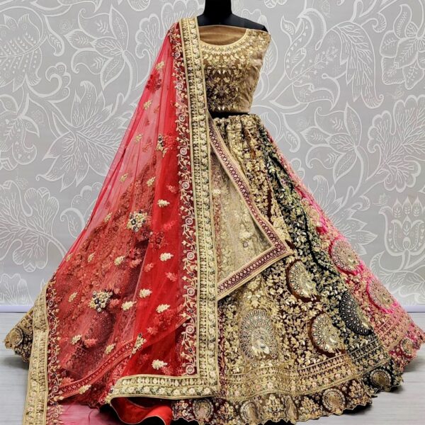 Exceptional Design Embroidered  Bridal Lehenga Choli with Double Dupatta