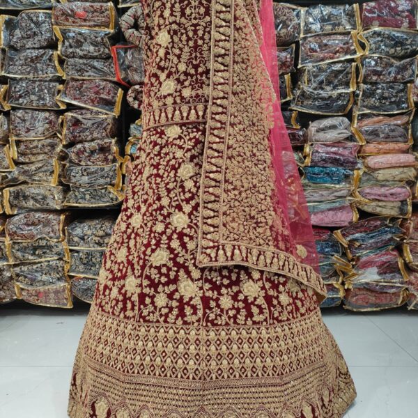 Amazing Velvet Embroidered Bridal Lehenga Choli
